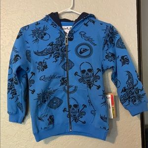 Quiksilver Boys Zip Up Skull Hoodie Sz 5